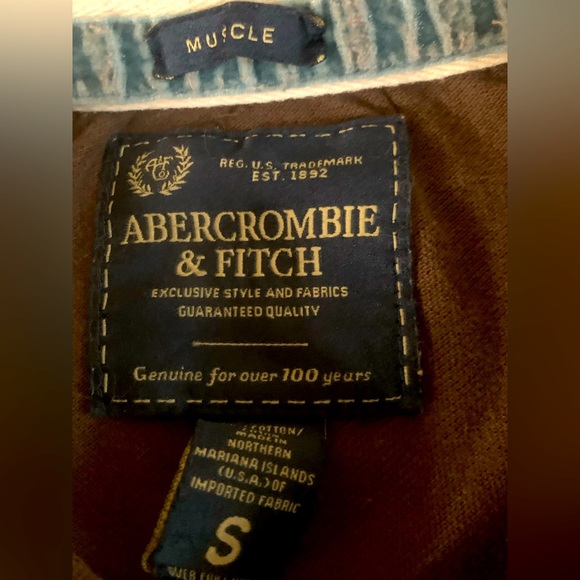 ABERCROMBIE & FITCH MUSCLE VINTAGE Brown Polo Shirt - Size Small - Picture 3 of 3